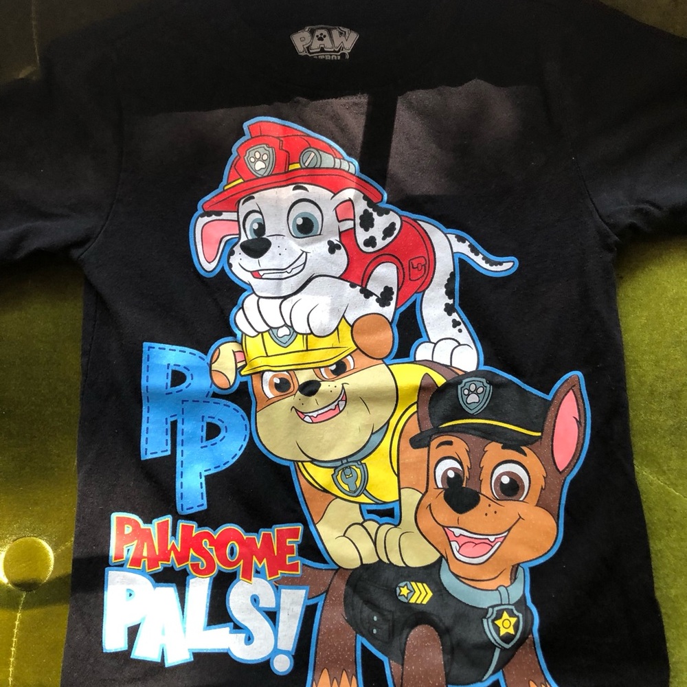 Paw Patrol Black Tee with Playful Pals